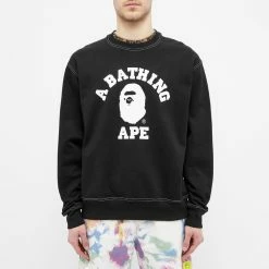 A Bathing Ape Relaxed Classic College Crew Sweat -Vendite Pangaia 05 08 2020 1G80113002 BK 5 1