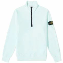 Stone Island Brushed Cotton Fleece Half Zip Sweat