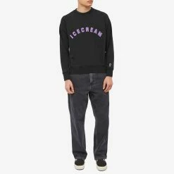 ICECREAM Flock Logo Crew Sweat 10 ICECREAM Flock Logo Crew Sweat -Vendite Pangaia 17 11 2022 SI IC22329 BLK m9 1